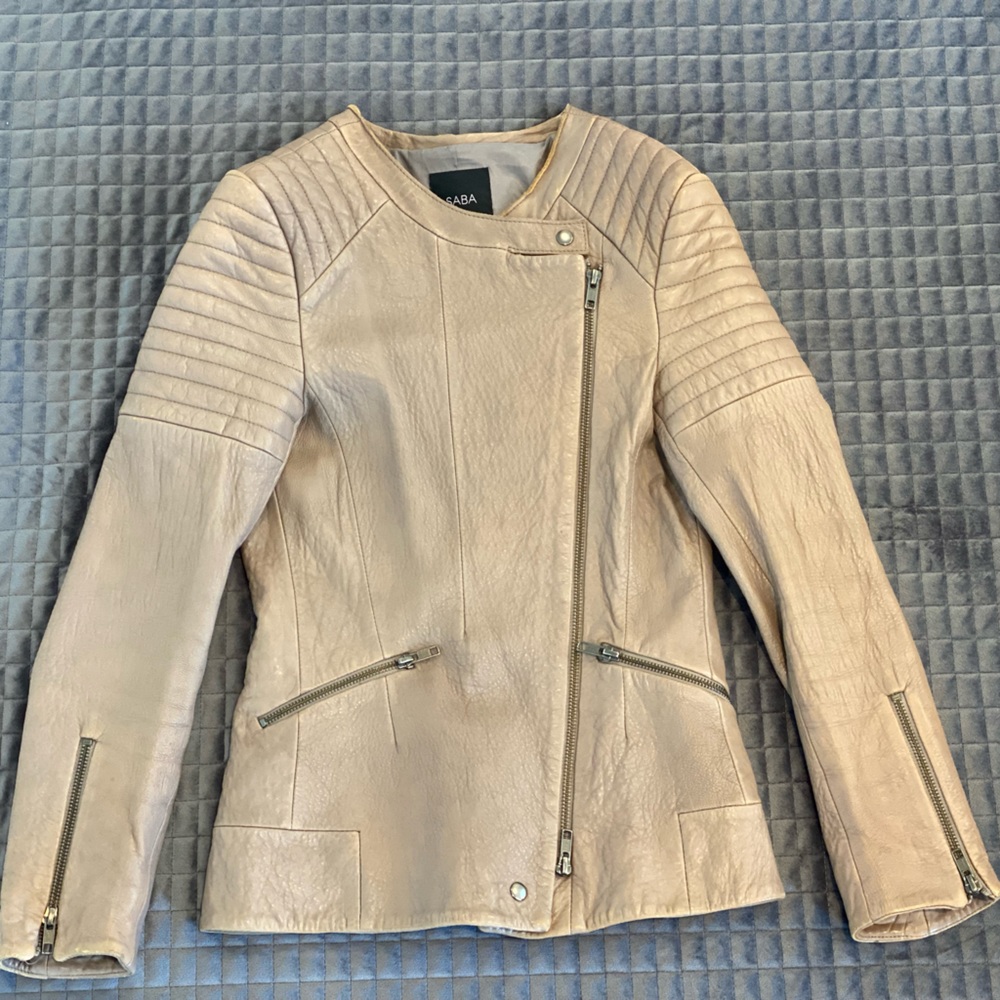 Saba Erica Biker Leather Jacket Size 6 - Picture 5 of 6